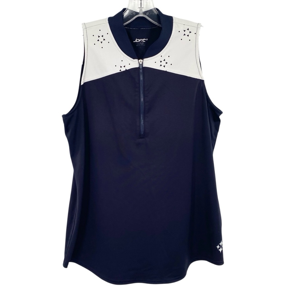 Jofit Sleeveless Cutaway Rib Golf Top Navy Blue Large